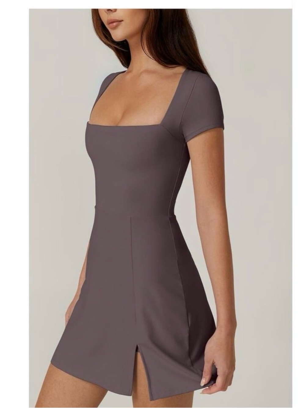 Qinsen Square Neck Tennis Dress Built-in Shorts, Size M